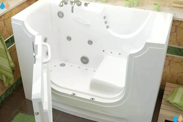Best walk-in bathtub company Allentown PA therapeutic tub with hydrotherapy jets, easy-access door, contoured seat, and safety grab bars