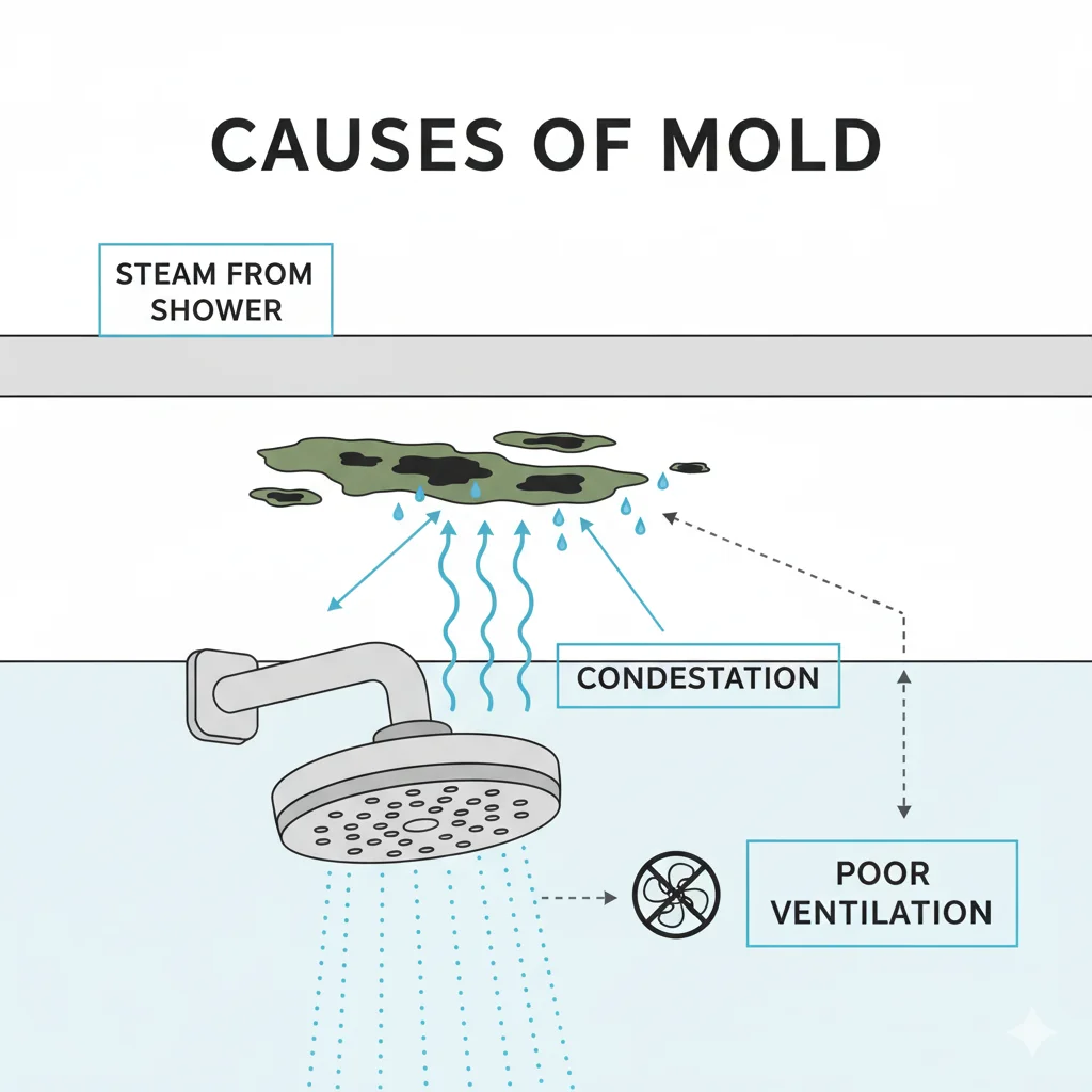 Bathroom Mold Causes Infographic Steam Condensation Poor Ventilation