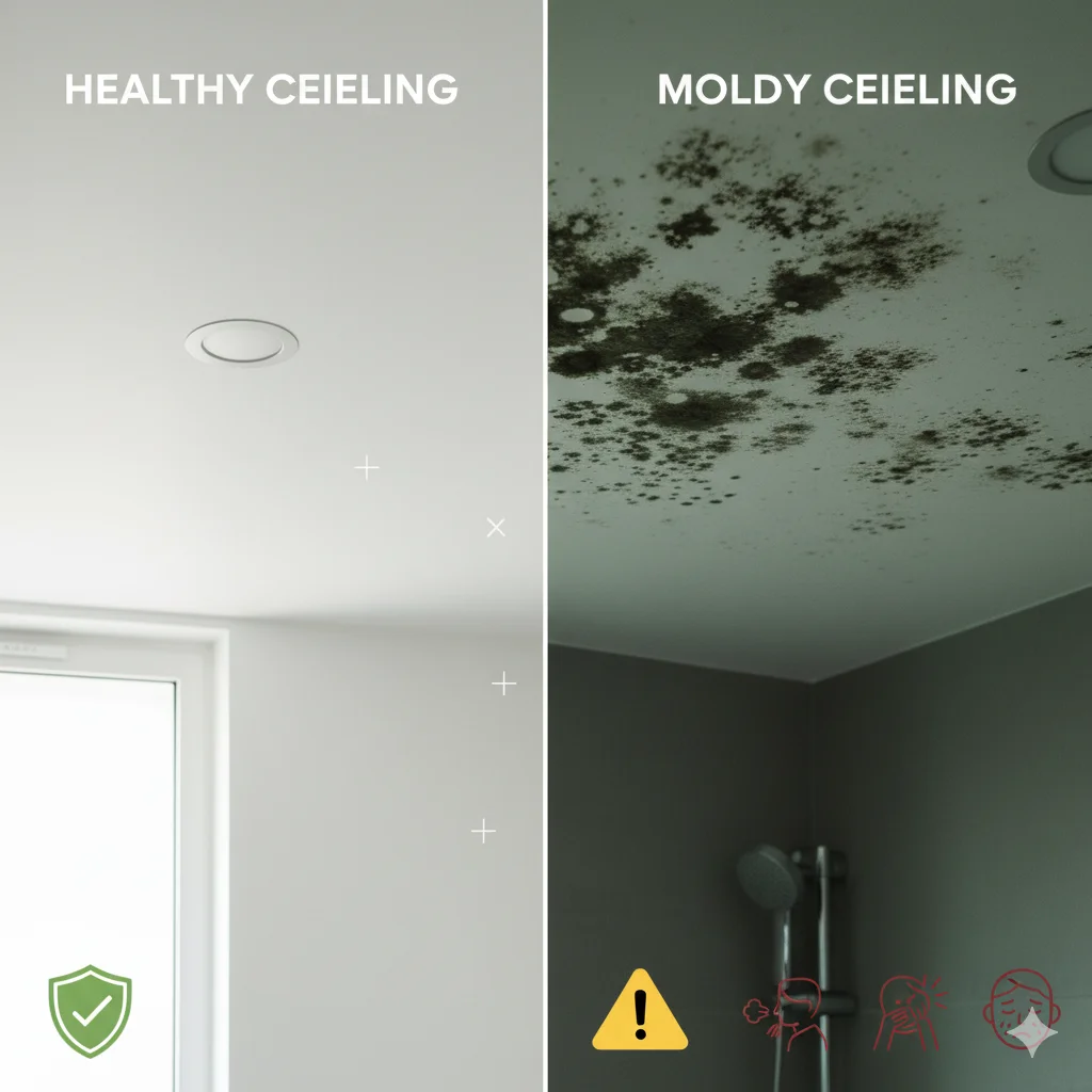 Healthy Versus Moldy Bathroom Ceiling Health Risks